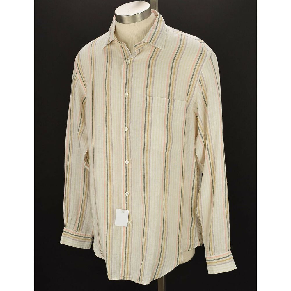 BLOOMINGDALE'S Striped Long Sleeve Linen Shirt NWT